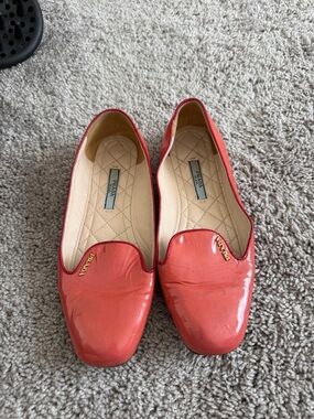 Prada Coral Patent Leather Slip-On Loafers